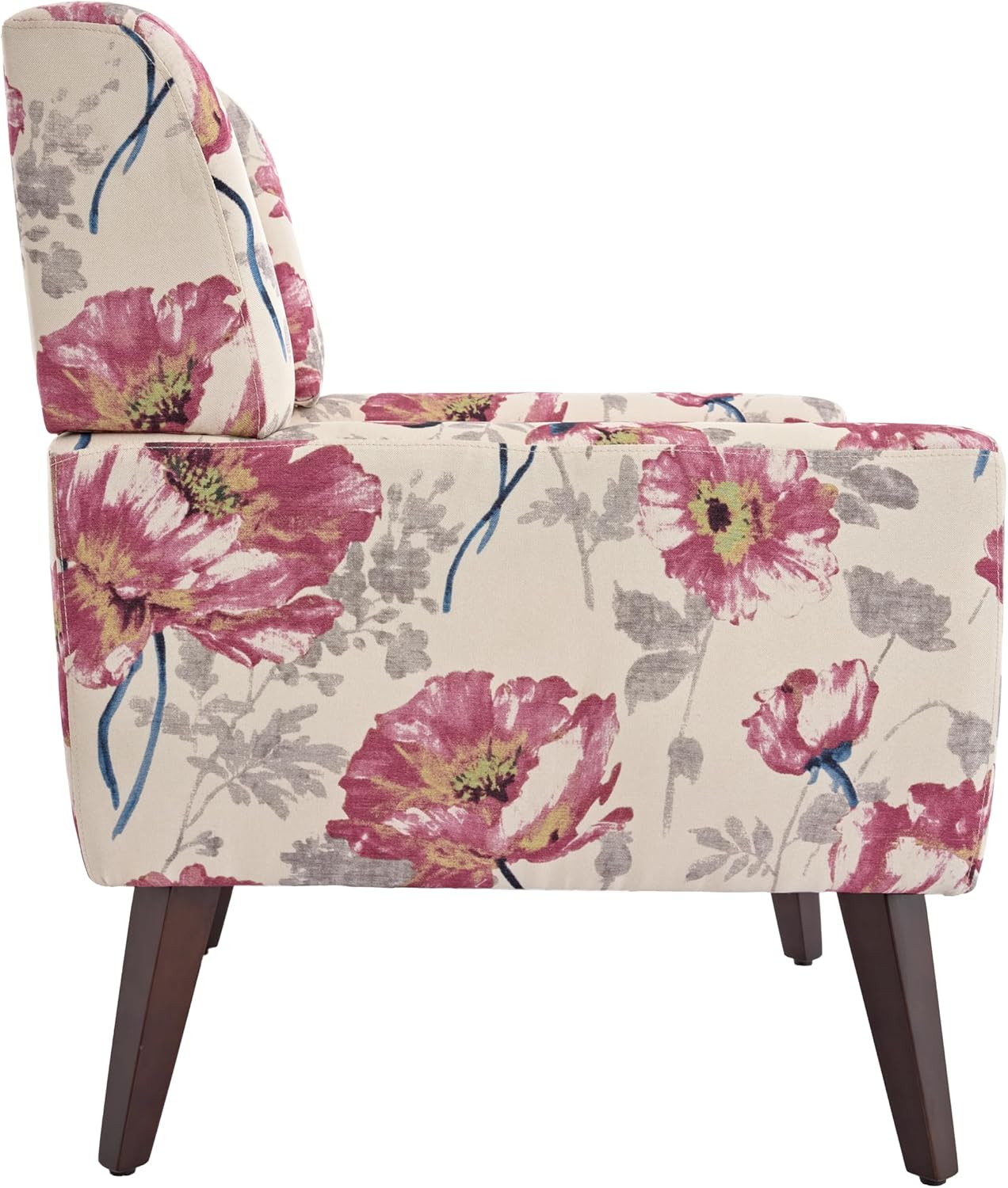 UIXE Floral Accent Chair, Modern Upholstered Armchair in Fabric for Living Room, Comfy Club Arm Chairs Single Sofa Button Tufted Bedroom Reading Seat - Pattern White, Set of 1