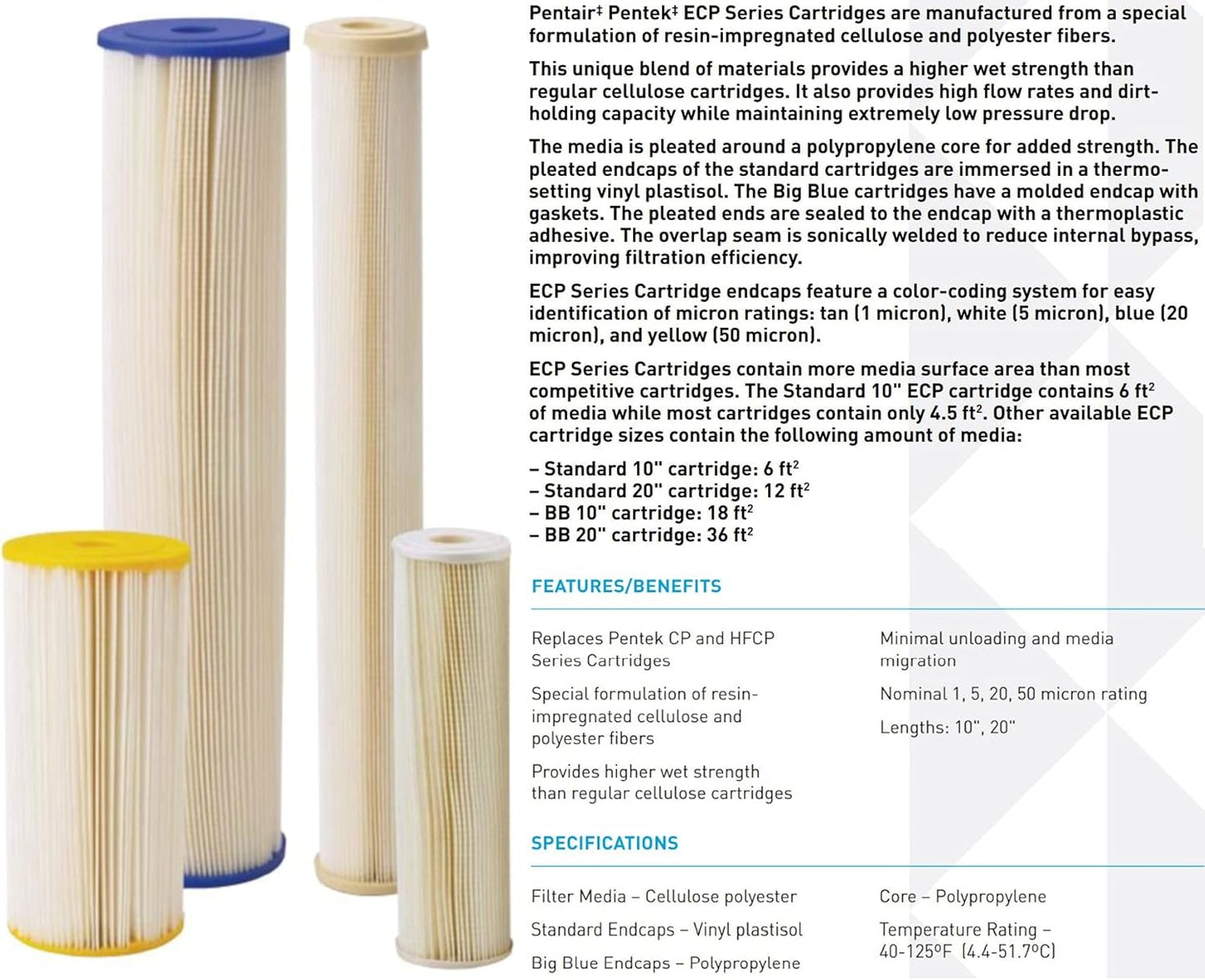 Pentair Pentek Big Blue Filter Housing and Sediment Water Filter Cartridge Bundle