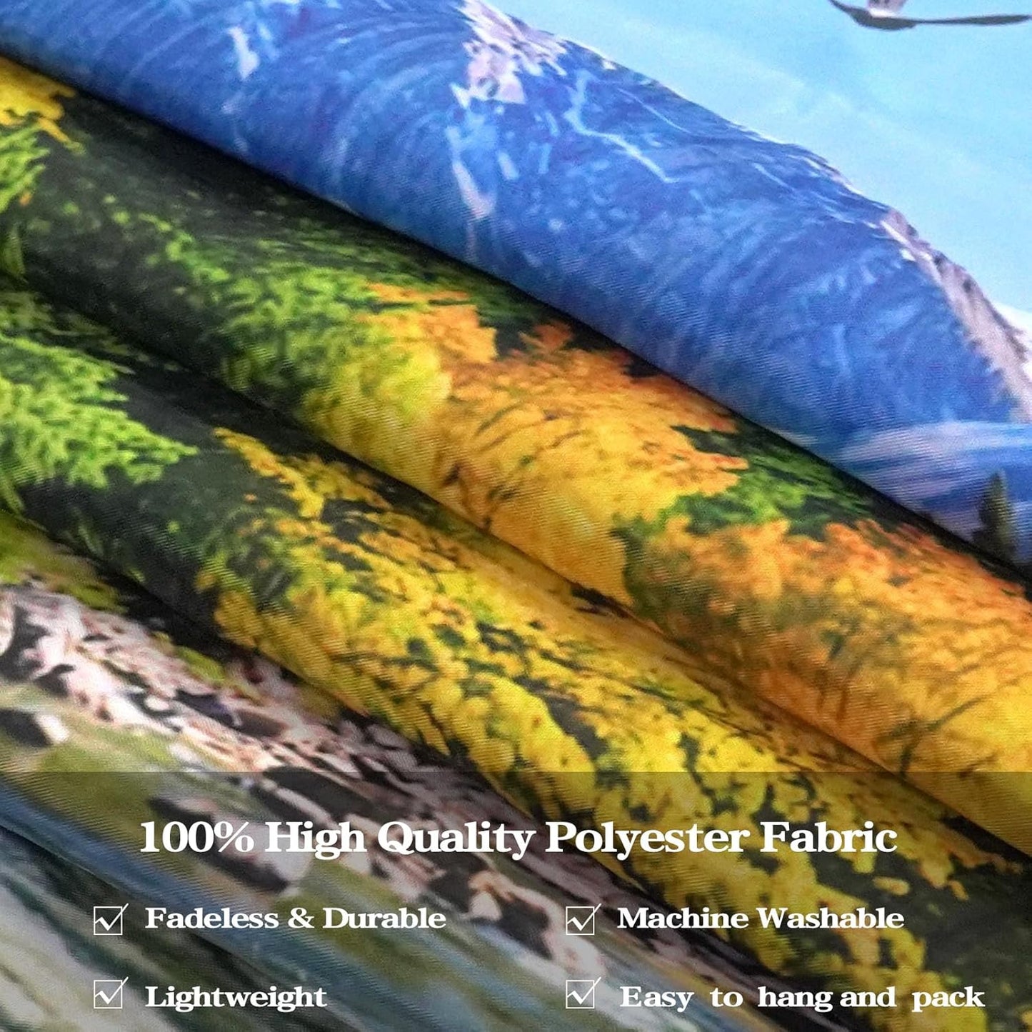 AMM Nature Forest Mountain Tapestry Green Pine Tree Tapestry for Bedroom Aesthetic Flowing River Landscape Tapestries Wall Hanging Bird Decor for Living Room Classroom Dorm Office