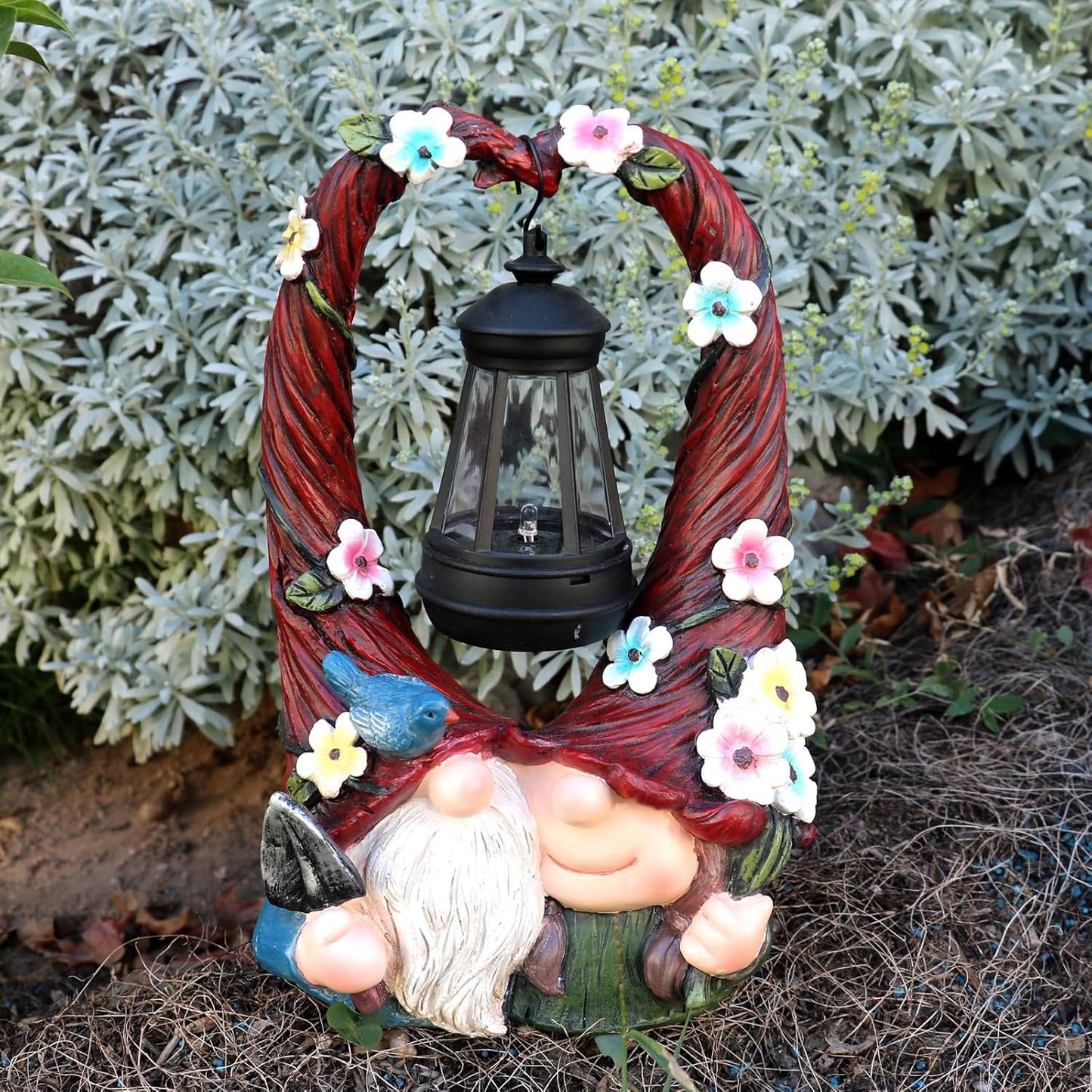 Outdoor Couple Gnome Decorations with Solar Light Lantern Double Cute Gnomes Resin Statues Outdoor Decor Gifts for Valentine's Day Anniversary(Couple Gnome)