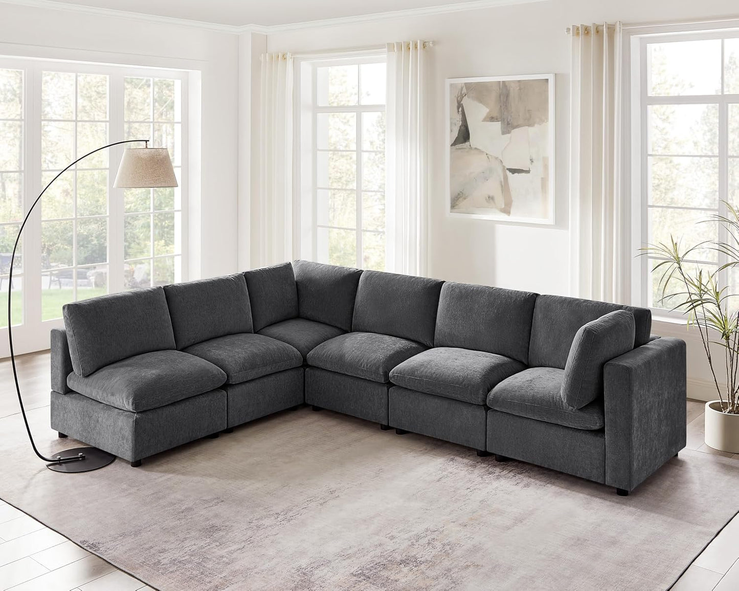 Modular Sectional Sofa, Convertible Sofa Couch Modular Sofa with Ottoman, Sectional Sofas for Living Room Small Apartments