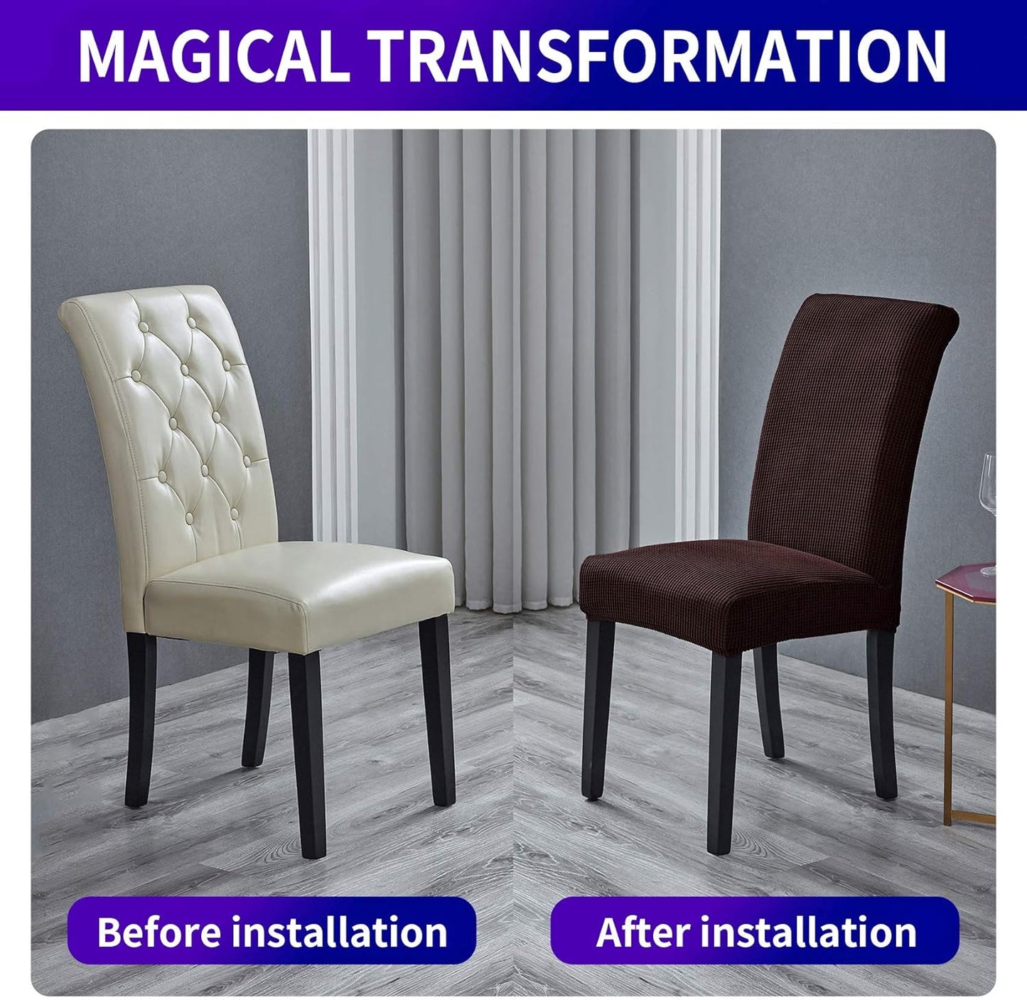 Howhic Stretch Chair Covers for Dining Room Set of 6, Removable Washable Dining Room Chair Covers, Dining Chair Slipcovers Seat Protector, Great for Home and Banquet Decor (Chocolate, 6 Pack)