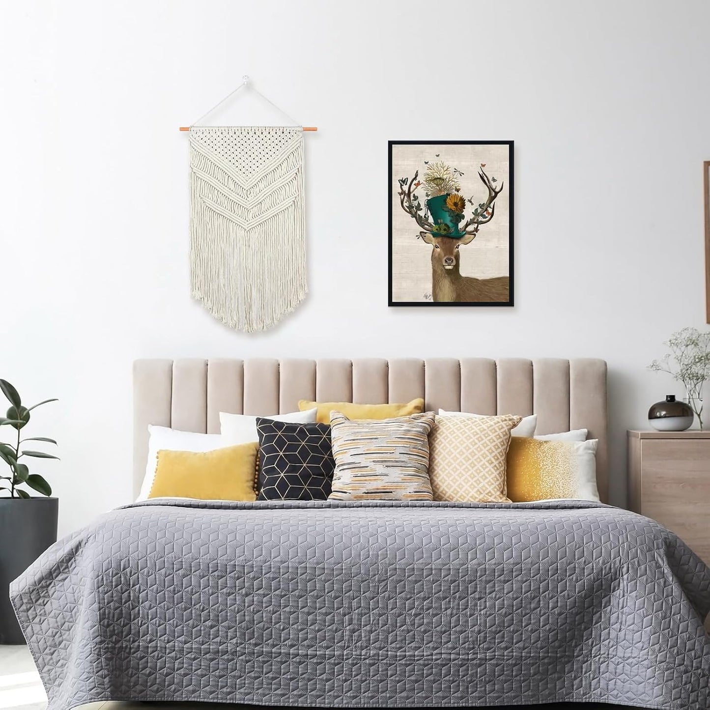 JONKASIPA Macrame Woven Wall Hanging, Bohemian Wall Decor, Handmade Woven Tapestry with Tassels, Delicate Lace Decor Crafts for Bedroom,Living Room or Farmhouse (Beige)