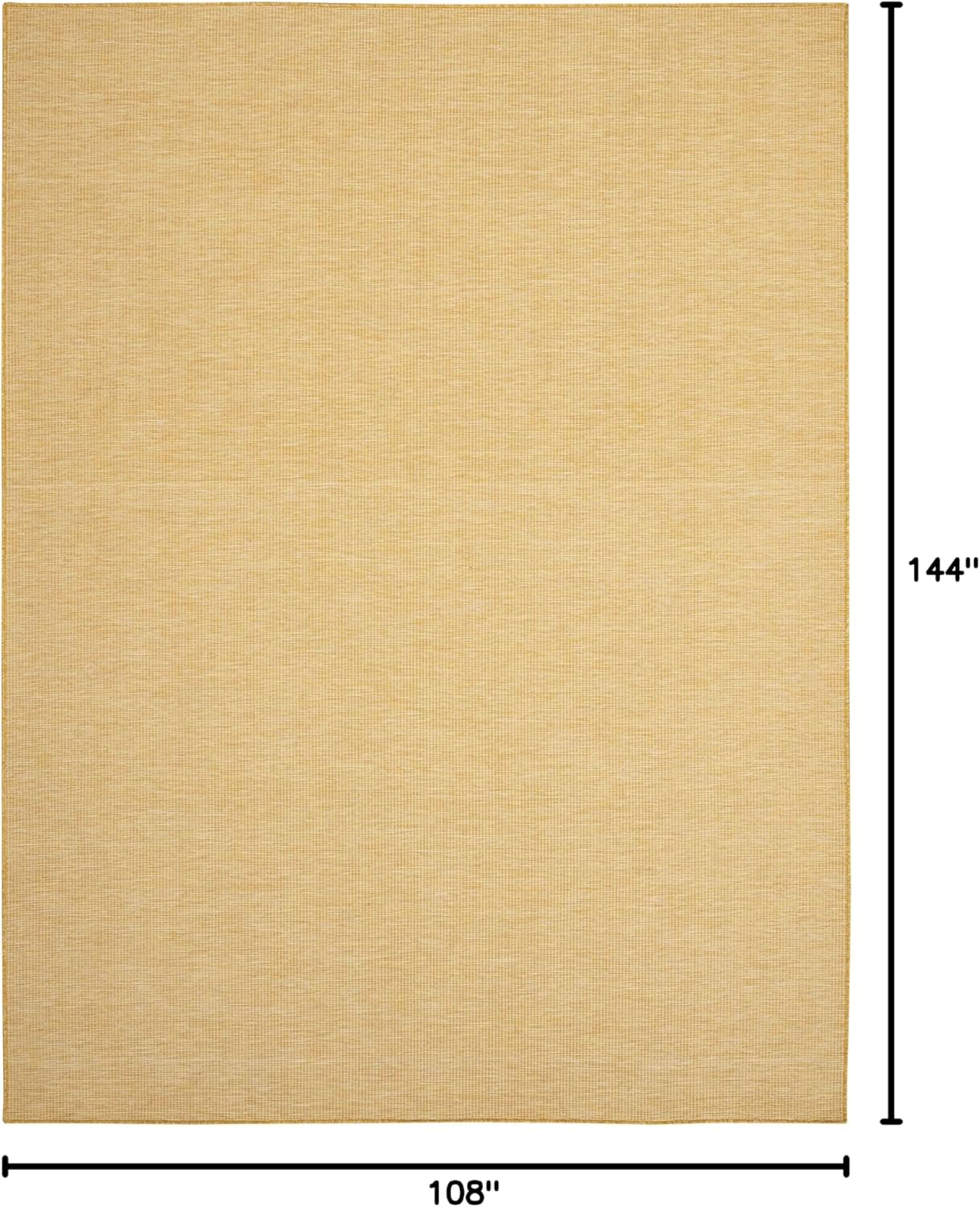 Nourison Home Positano Yellow 9' x 12' Area Rug, Modern, Solid, Indoor/Outdoor, Easy Cleaning, Non Shedding, Bed Room, Living Room, Deck, Backyard