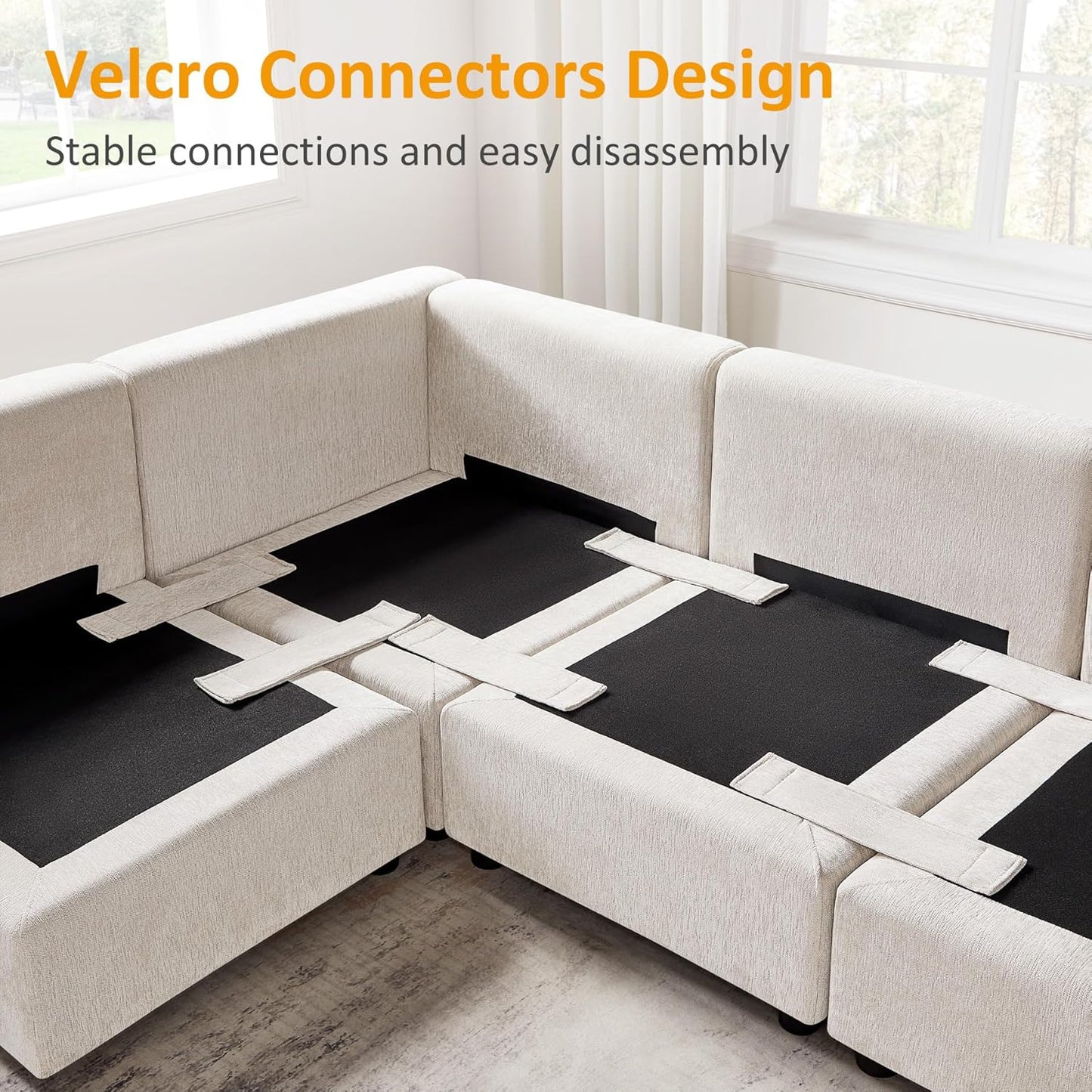 Modular Sectional Sofa, Convertible Sofa Couch Modular Sofa with Ottoman, Sectional Sofas for Living Room Small Apartments