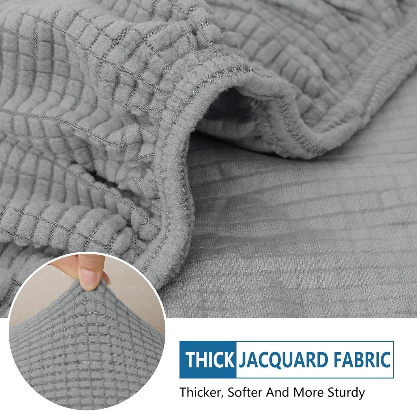 hyha Waterproof Couch Cushion Covers for Pets, Non Slip Sofa Seat Cover for Dogs Washable, Soft Thick Stretch Jacquard Fabric, Sofa Slipcovers with Elastic Bottom (1 Chaise+3 Seater, Light Grey)