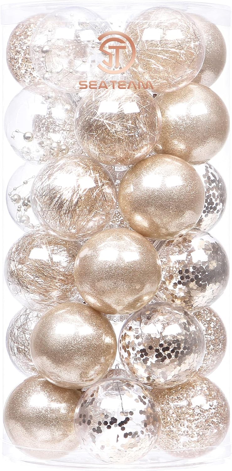 Sea Team 60 mm/2.36 Inch Set of Colourful and Sparkling Painted Ornaments and Hanging Baubles for Christmas Tree – 30 Pieces