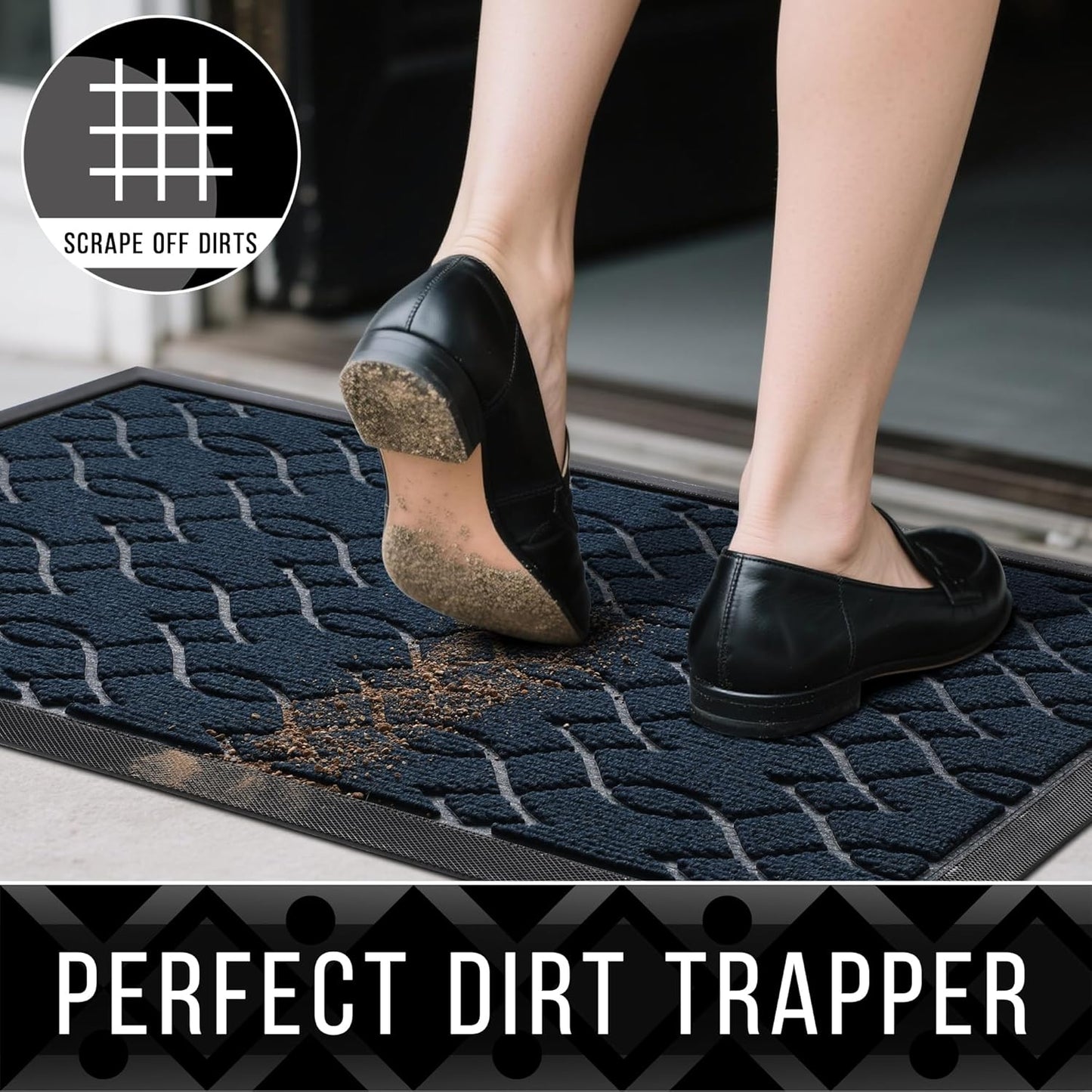 Yimobra Front Door Mat Outdoor Indoor 60x36, All-Season, All-Weather, Heavy Duty Welcome Door Mats Outside Entrance, Non Slip Porch Patio Entrance Mat, Blue