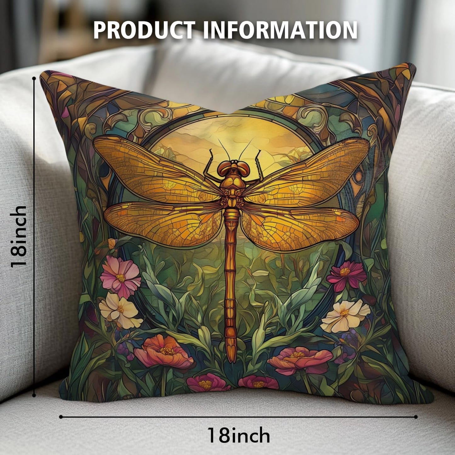 YOU FOUND ME William Morris Abstract Vintage Floral Dragonfly Design Throw Pillow Covers Home Decor, Retro Art Deco Pillowcase Cushion Cover for Bed Sofa Living Room, Square 18x18inch (Dragonfly)