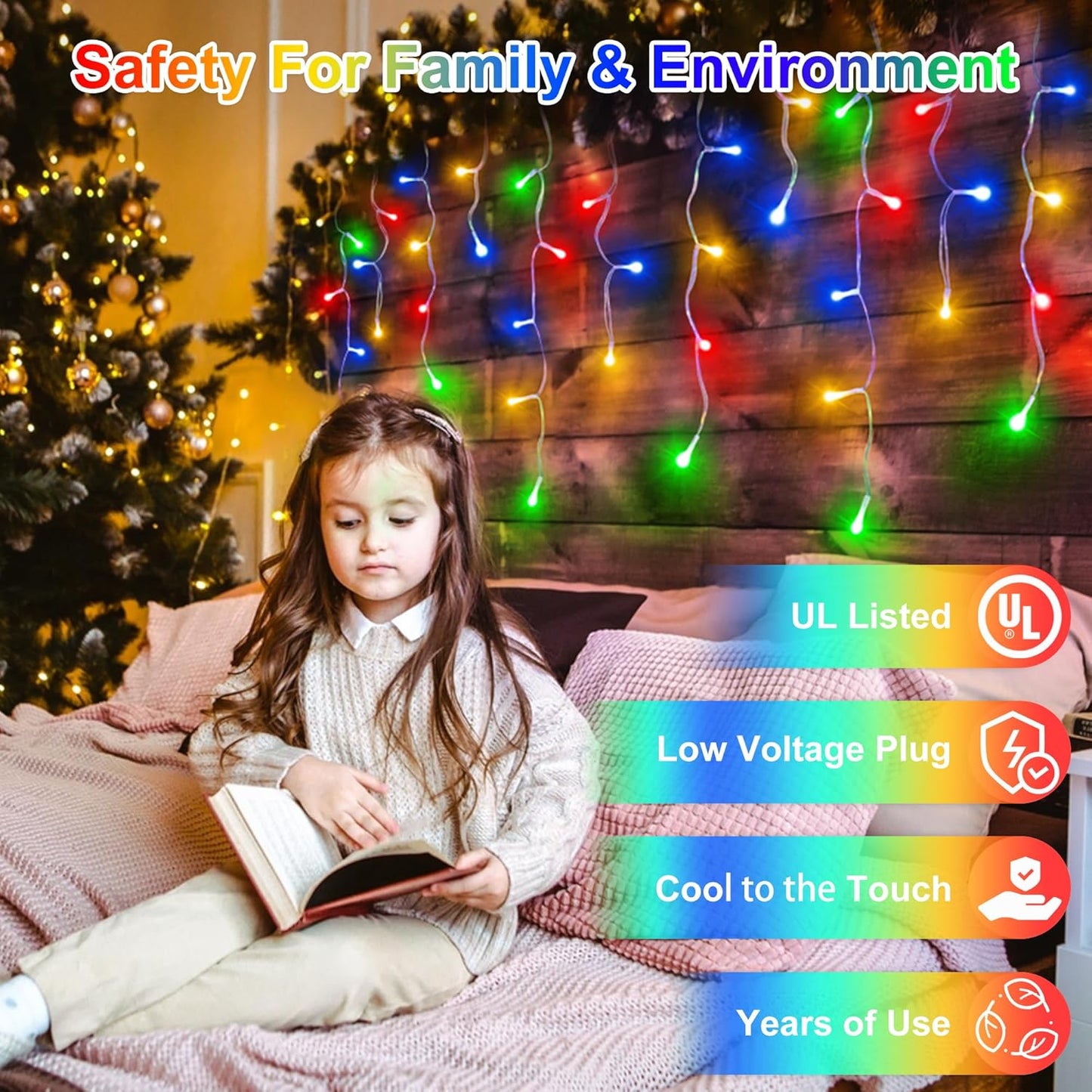 1620LED 164ft Christmas Lights, 360Drops 12 Modes Multicolor Christmas String Lights Outdoor Dimmable, Waterproof Christmas Decoration Fairy Lights with Timer for Indoor Eaves Party Patio Window Fence