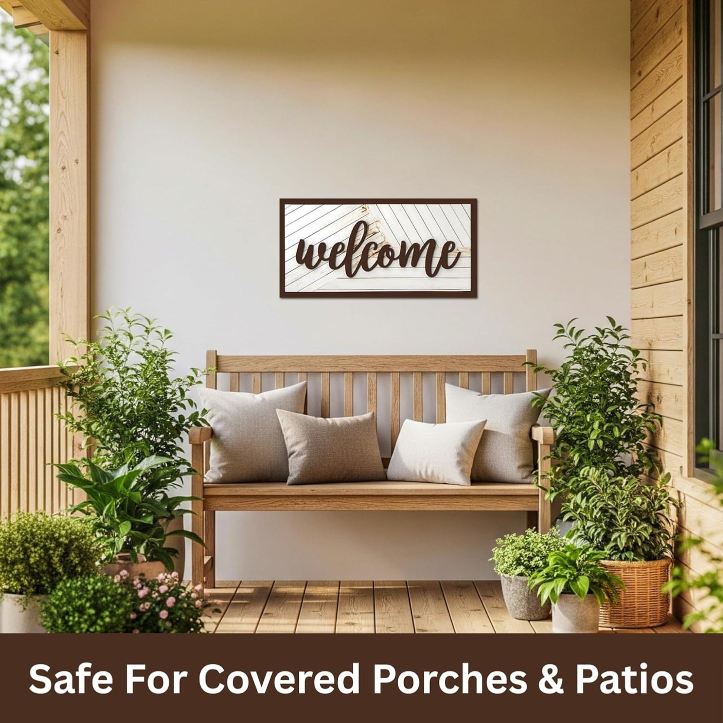 Welcome Sign - Large Rustic Wooden Wall Decor for Farmhouse Living Room, Entryway, or Foyer | 32"x16" Hanging Wall Art