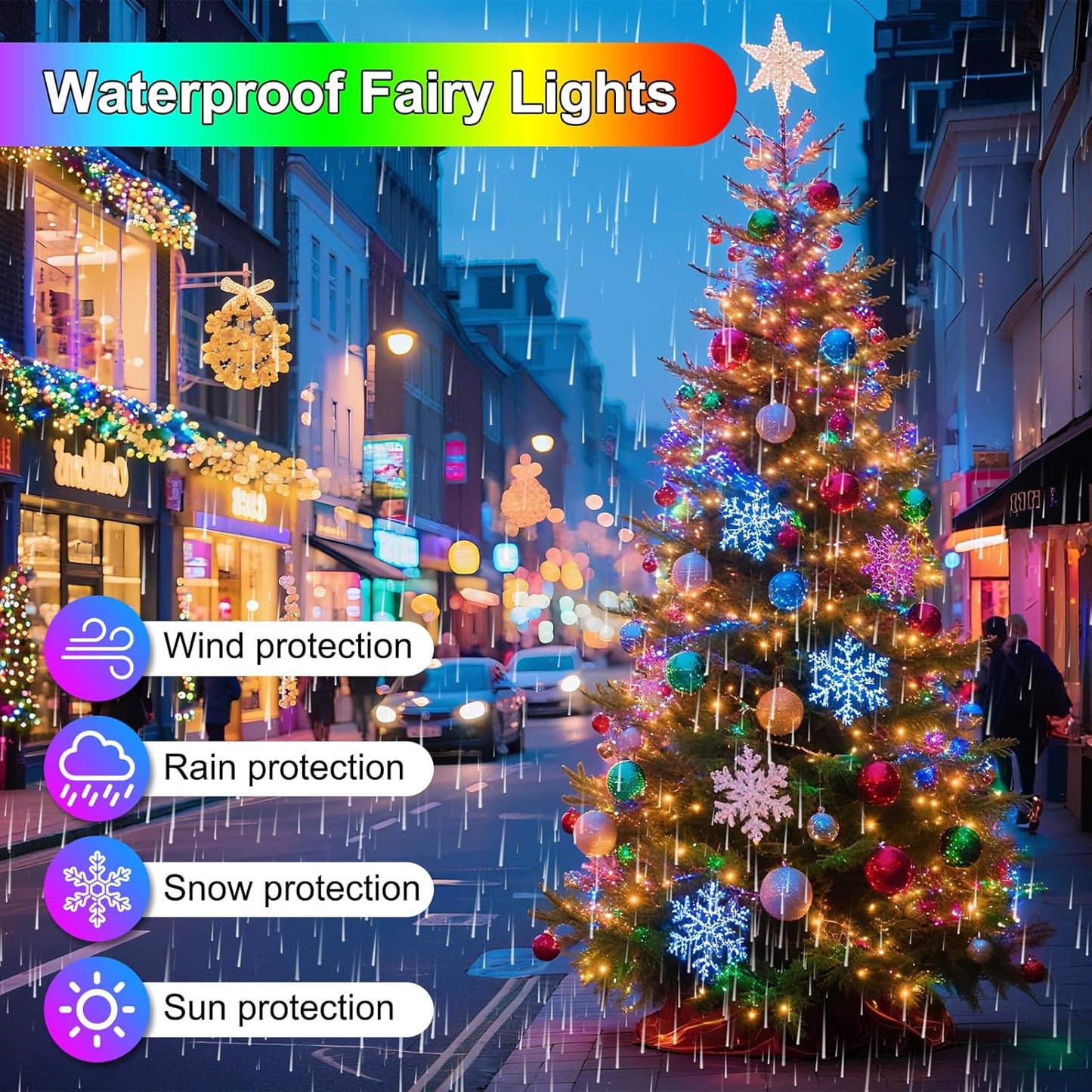 98.5FT 300LED Christmas Lights Plug in,Multi-Color Waterproof Fairy Lights with Timer/8 Modes,Christmas Tree Lights Lighting Outside Indoor Garden Party Wedding Christmas Tree Decoration