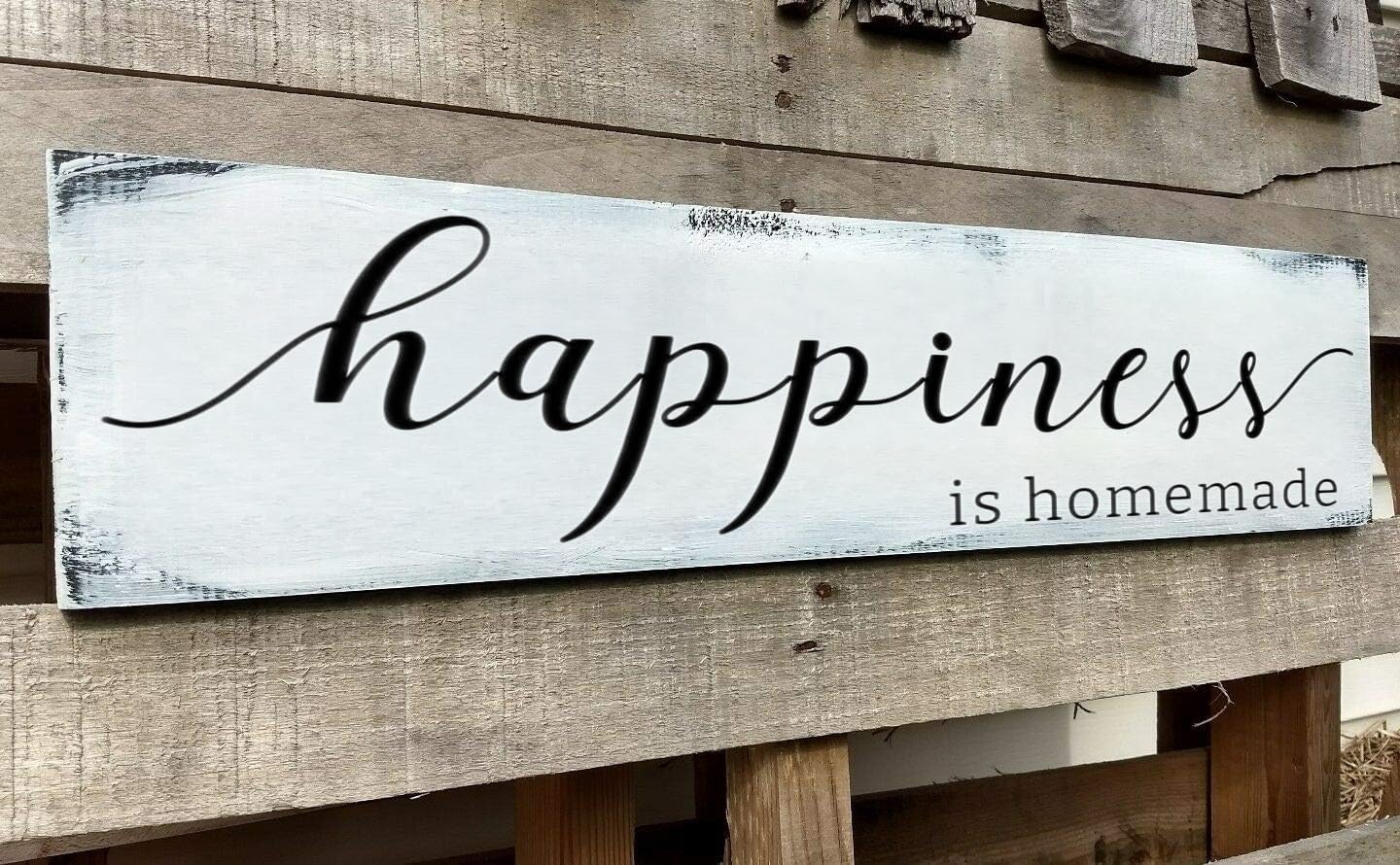 Happiness is Homemade Sign, Farmhouse Kitchen Sign,Rustic Wooden Kitchen Wall Decor for Dining Room (Happiness) 6x18 Inch