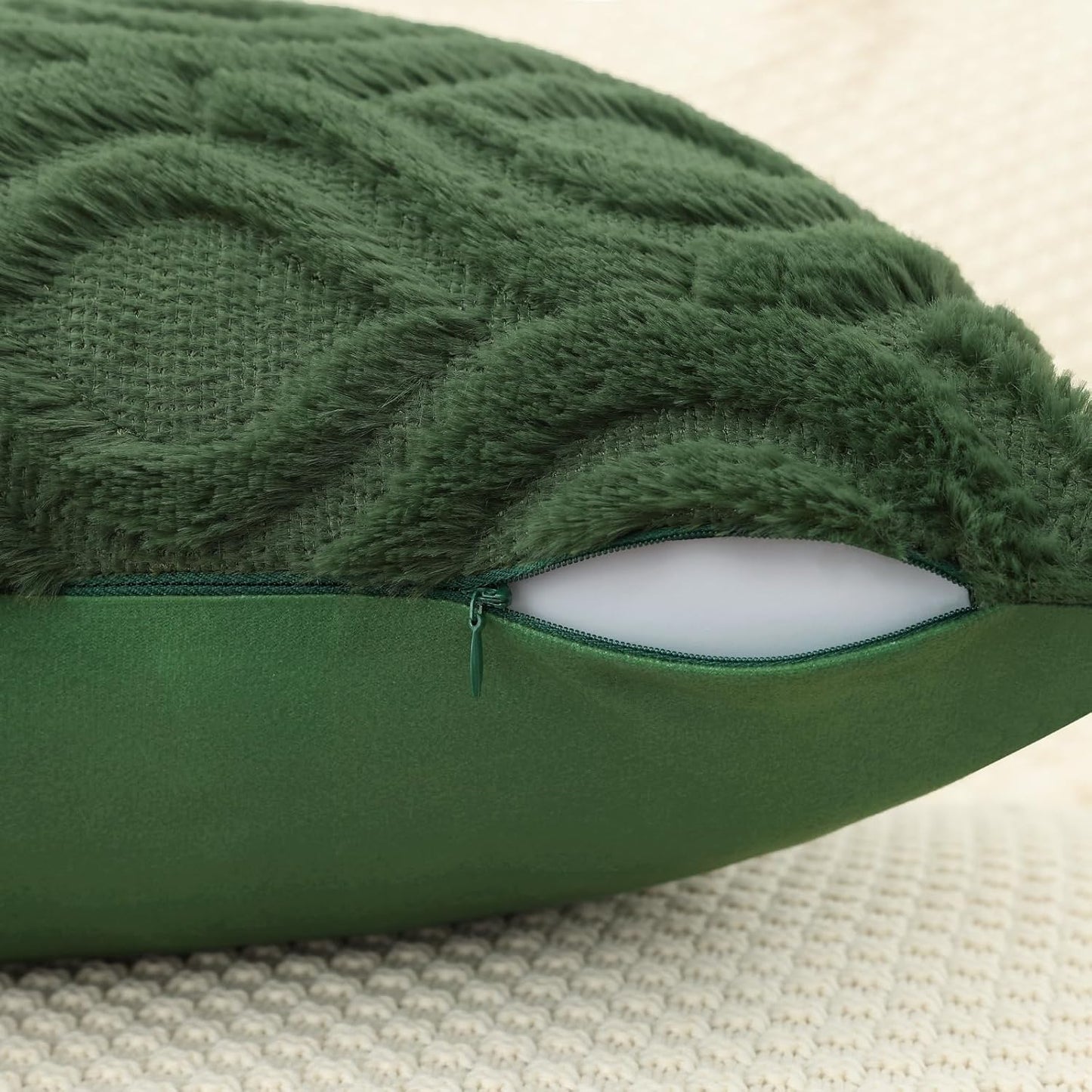 decorUhome Throw Pillow Covers 20x20 Inch Set of 2, Soft Plush Decorative Faux Fur Forest Elf Solid Couch Pillow Covers, Accent Farmhouse Neutral Square Euro Pillow Cases for Sofa Bed Living Room