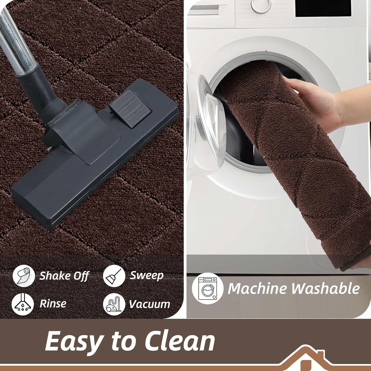 BEQHAUSE Dirt Trapper Door Mat 20" x 32", Doormat Non-Slip Entryway Rugs Washable, Dog Door Mat Stain Resistant and Absorbent Welcome Floor Mat for Front Back Door, Muddy Wet Shoes & Paws, Brown