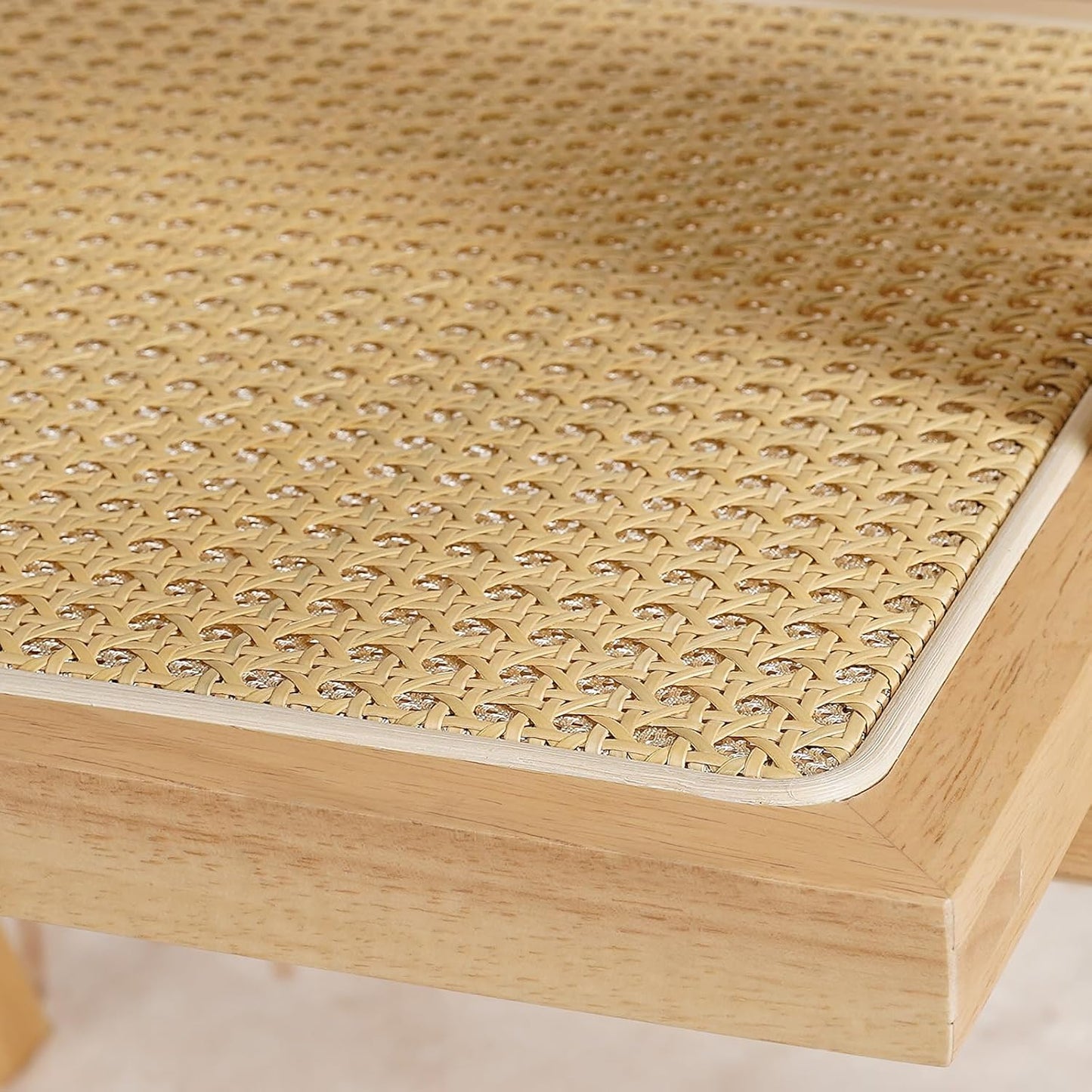 Cane Dining Room Chairs Set of 6, Modern Wood Kitchen Chairs with Arms, Light Malnut