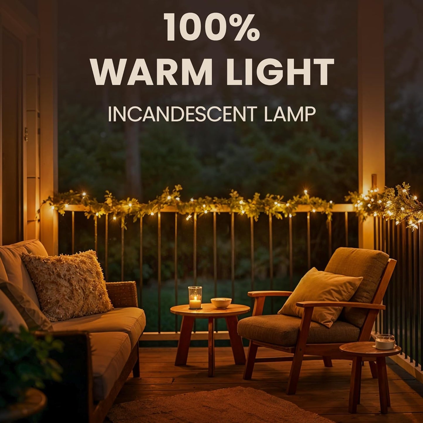 Teeny Lights 50Ct Brown - Warm Mini Bulbs with Brown Cord - Indoor/Outdoor Water-Resistant Farmhouse String Lights for Patio, Wedding, Home Decor, Rustic Christmas