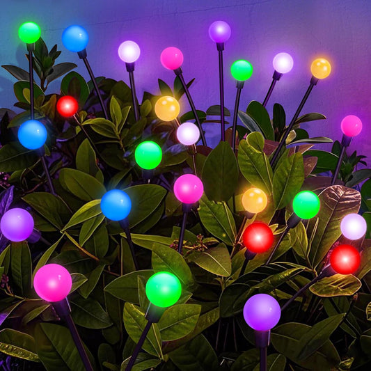 Solar Garden Lights Outdoor Decor, 24 LEDs Solar Firefly Light, Multicolor Changing RGB Swaying Lights Outdoor Waterproof, 4 Pack 6 Heads Christmas Garden Decorative for Yard Patio Pathway Lawn Decor