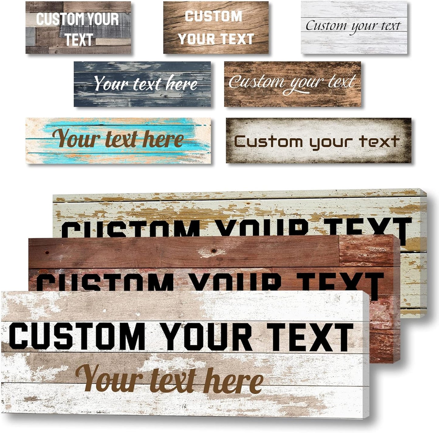 LZIMU Custom Text Signs Wall Decor Personalized Canvas Quote Family Sign Wall Art Wood Background Rustic Farmhouse Decor Framed (4"x12")