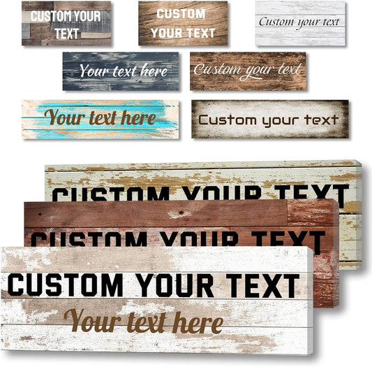LZIMU Custom Text Signs Wall Decor Personalized Canvas Quote Family Sign Wall Art Wood Background Rustic Farmhouse Decor Framed (4"x12")