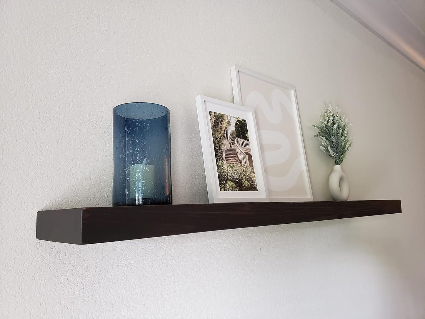 joelsantiques - 42 Inch Wooden Floating Shelves for Wall - 42x6x2 in - Made of Natural Wood - Long Heavy Duty Rustic Wall Shelves for Bedroom - Perfect for Living Room, Kitchen - Black