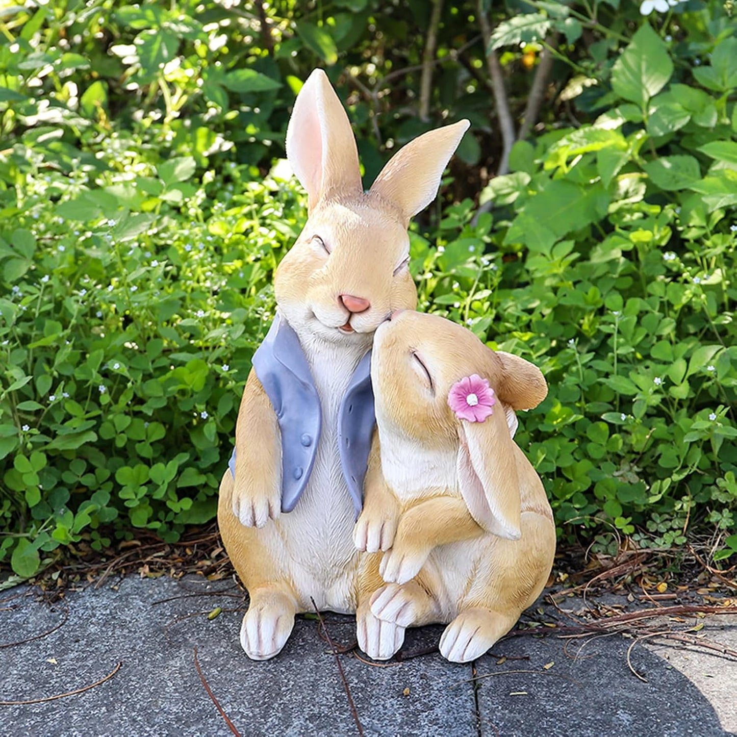 Garden Rabbit Statue Outdoor Decor Resin Funny Bunny Figurines for Outdoor Patio Lawn Yard Art Decoration Christmas Housewarming Gift