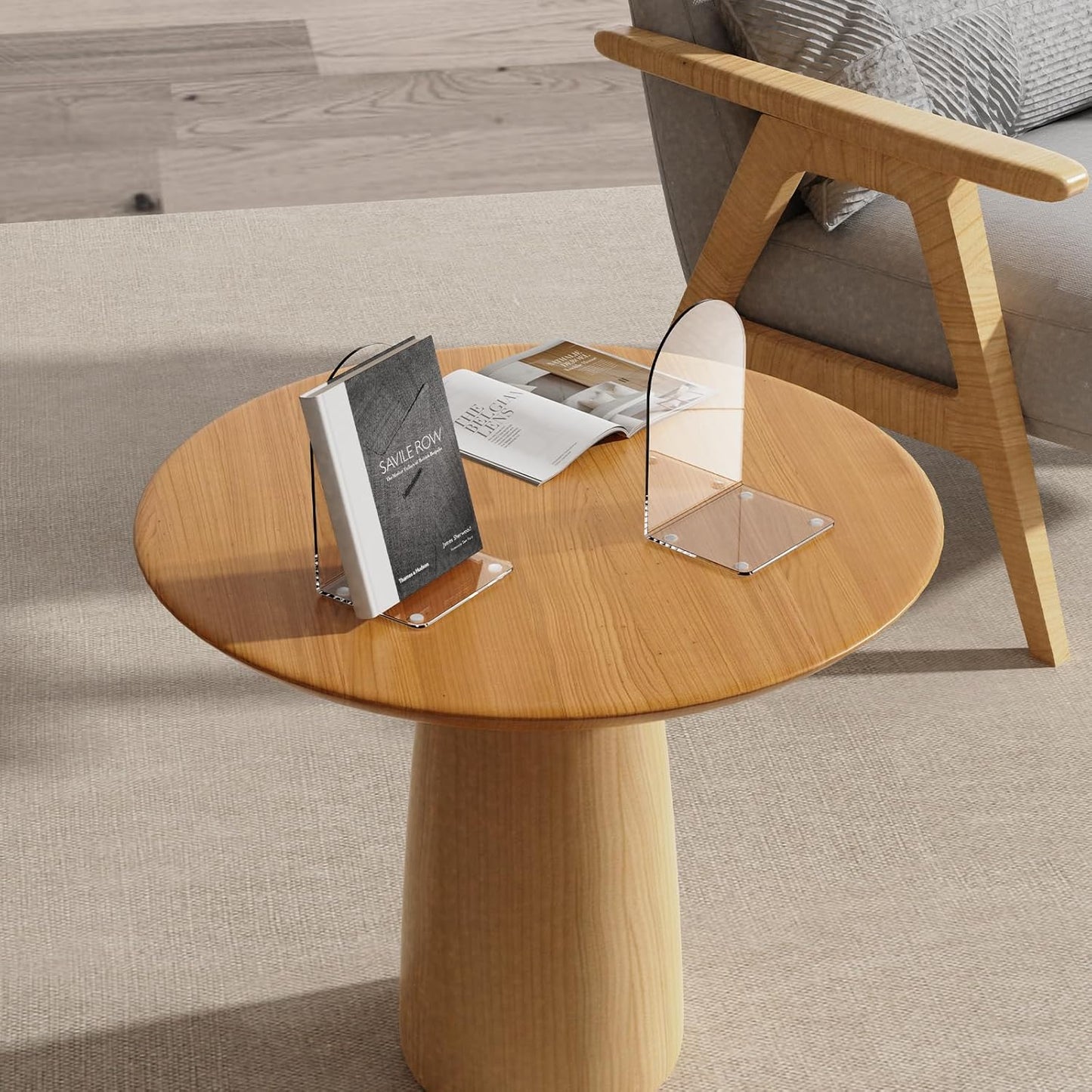 Lulonpon 4 Pieces Book Ends, Bookends, Books End for Shelves, Books End for Heavy Books, Clear Bookends, Acrylic Book Ends for School, Library,Desktop Organizer and Book Shelves