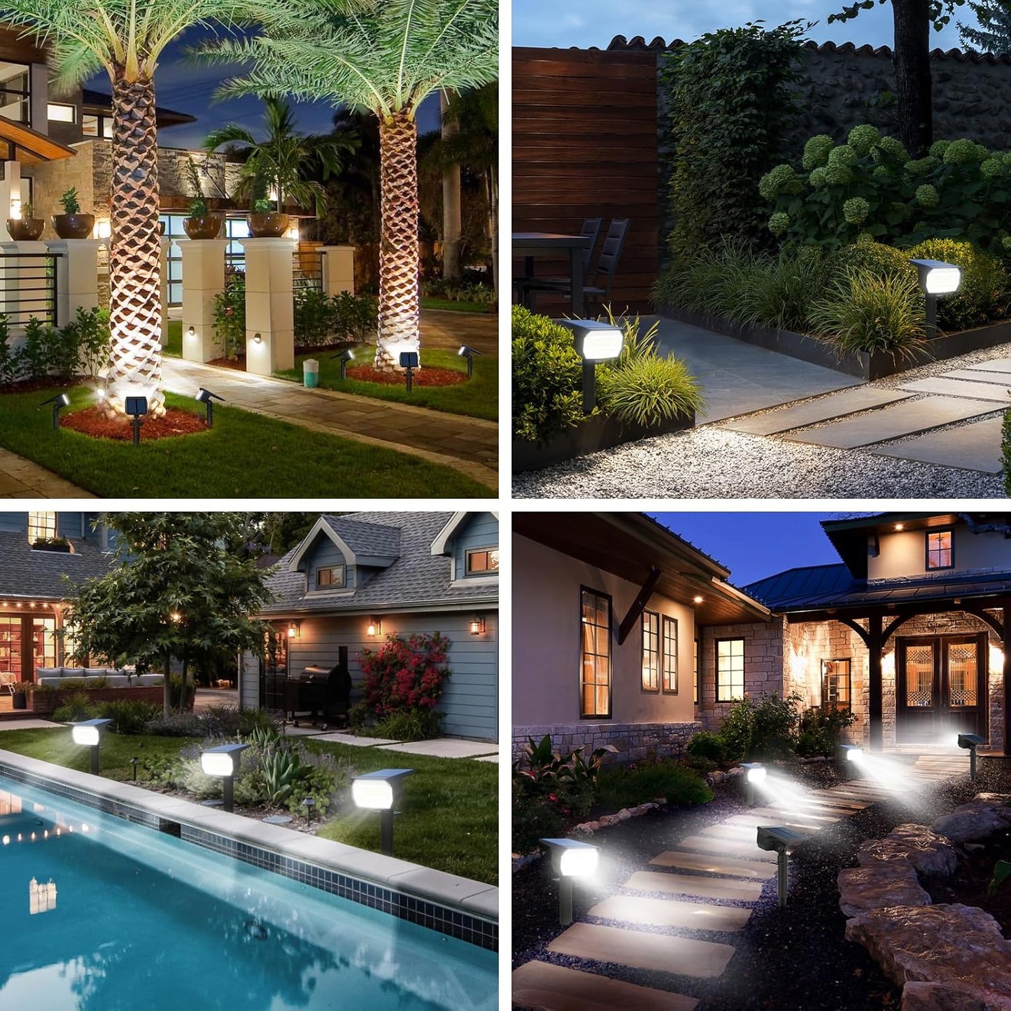 [ 8 Pack/56 LED ] Solar Lights Outdoor Motion Sensor, Spot Landscape Lighting with 3 Modes, Waterproof Spotlights Dusk to Dawn for Outside Yard Tree Garden Pathway Sidewalk Driveway, Cool White