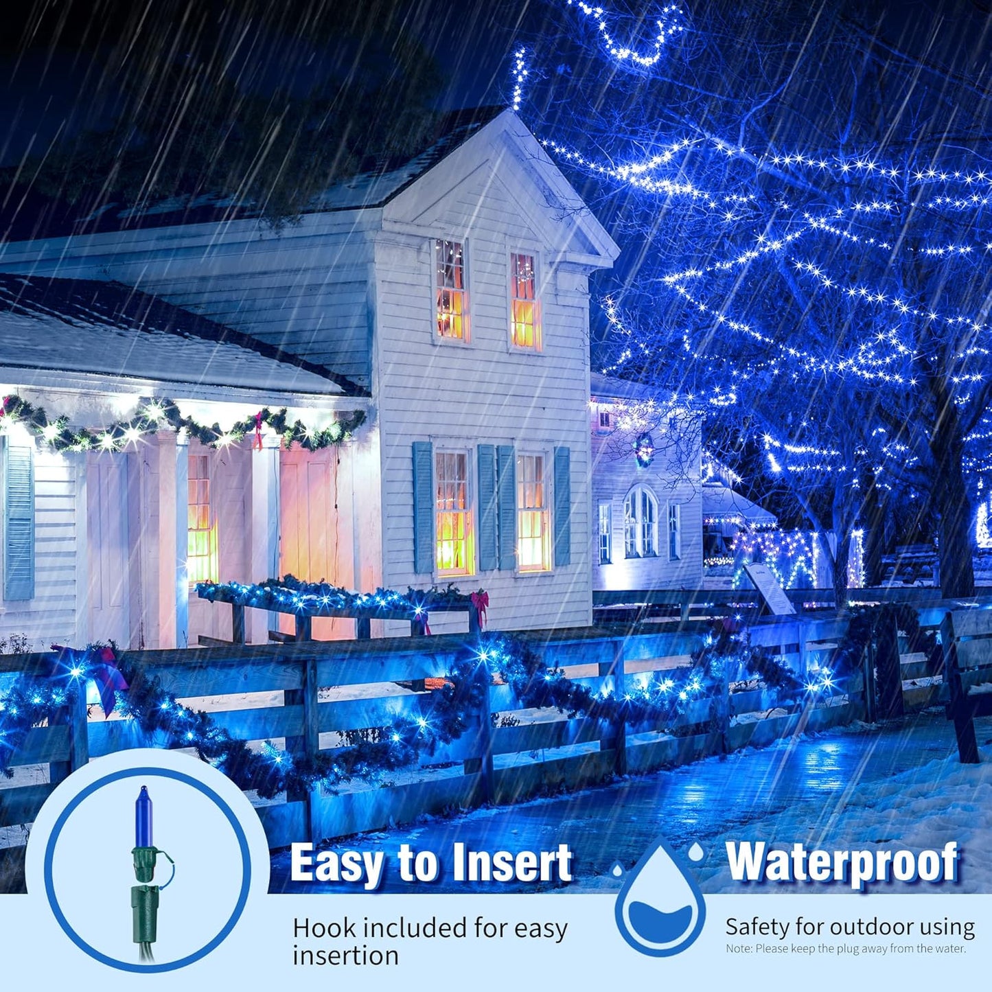 woohaha Christmas Lights Indoor Outdoor,2PACK 13FT 50-Count Lights Incandescent Mini Halloween String Light,120V UL Certified Green Wire Light for Xmas Tree,Patio,Holiday,Party,Home,Garden Decor,Blue