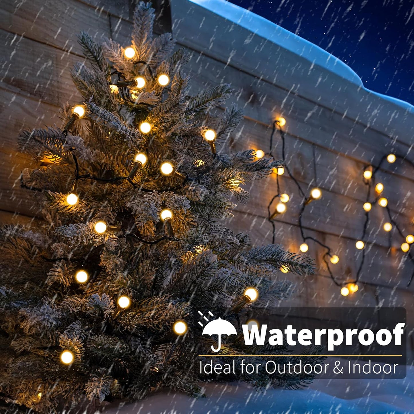 Brizled LED String Lights, 66ft 200 LED Warm White Christmas String Lights, 8 Modes LED Christmas Lights, Berry String Lights Plugin, Xmas Tree Lights Green Wire for Indoor Outdoor Party Patio