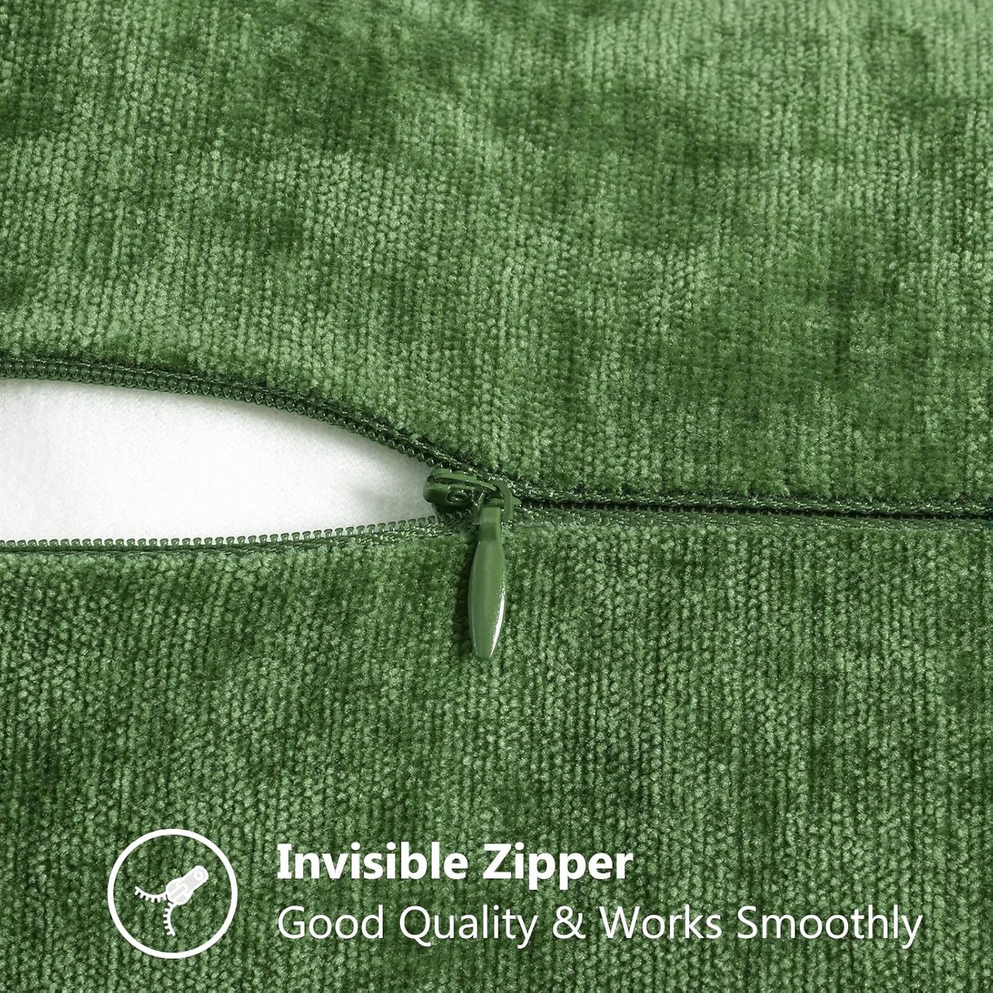 decorUhome Fall Chenille Soft Throw Pillow Covers 24x24 Set of 2, Farmhouse Velvet Neutral Decorative Euro Pillow Covers with Stitched Edge for Couch Sofa Bed Home Decor, Forest Elf