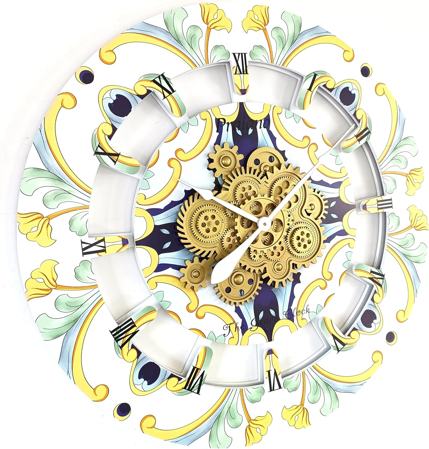 The Gears Clock Wall Clock Italy Collection with Moving Gears (Praiano, 36 inch Round)