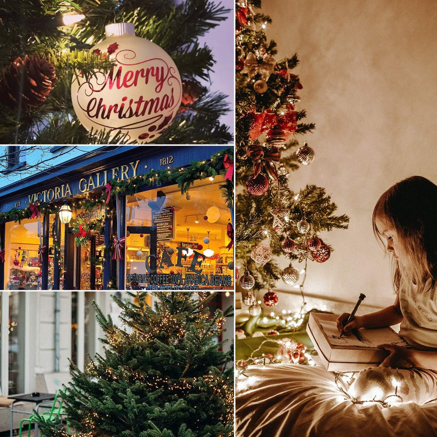 Clear Christmas String Lights 3 Pack 25 Feet 100 Counts Warm Mini Lights for Christmas Indoor Outdoor Patio Wreath Garden Wedding Party Thanksgiving Holiday Decorations, Green Wire