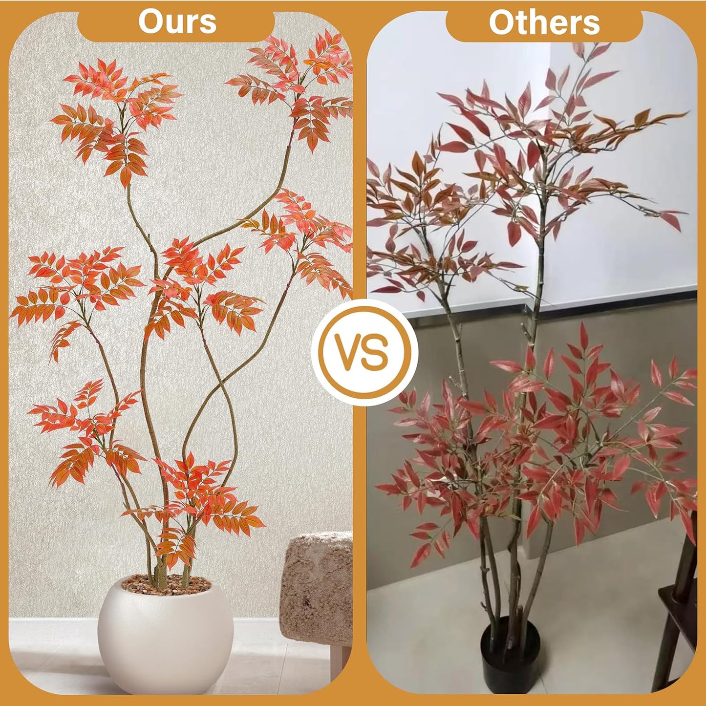 Artificial Mahonia Fortunei Tree 5FT,Tall Fake Plant Artificial Sumac Tree, Faux Plants Indoor Fake Plants Decor with Pots for Home Office Bathroom Bedroom Living Room Decorations Housewarming