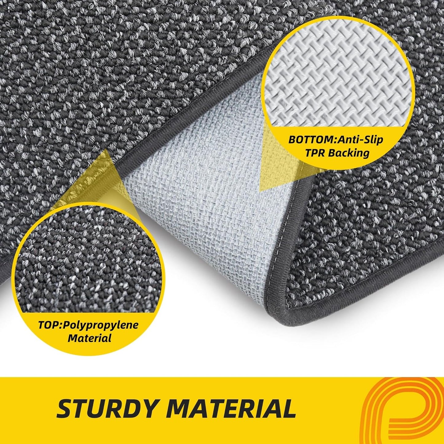 JSEI Dirt Trapper Door Mat 32"x48" Non-Slip Washable Entrance Mat, Dog Doormats, Absorbent & Fade-Resistant Floor Mats, Low Profile Welcome Mats for Entryway, Front Door, and Inside Entrance,Dark Grey