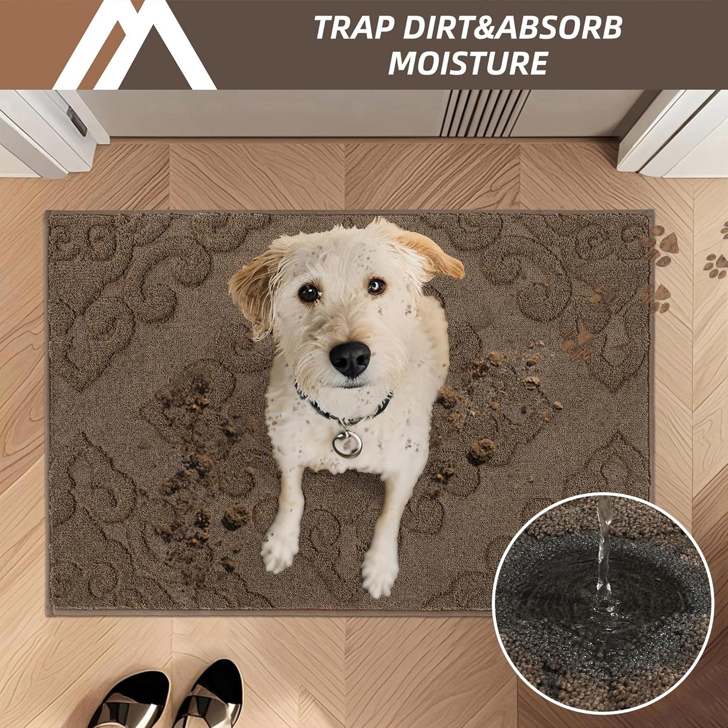 COSY HOMEER-Door-Mat-Non-Slip-Entryway-Rug 36”x60” Absorbent Welcome Mats Washable Dirt Trapper Door Mat Entrance Floor Mats for Front Back Doormats and Wet Shoes,Brown