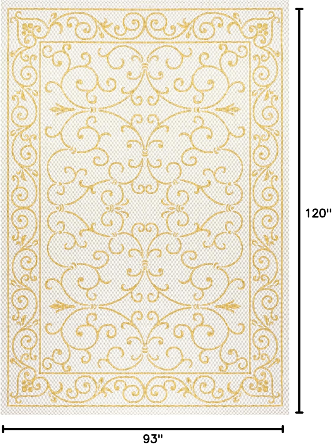 JONATHAN Y Vintage Filigree Indoor Outdoor Area Rug 8X10 Cream/Yellow, Charleston Textured Weave for Backyard, Patio, Porch, Easy-Cleaning, High Traffic, Pet-Friendly, Non-Shedding (SMB106M-8)
