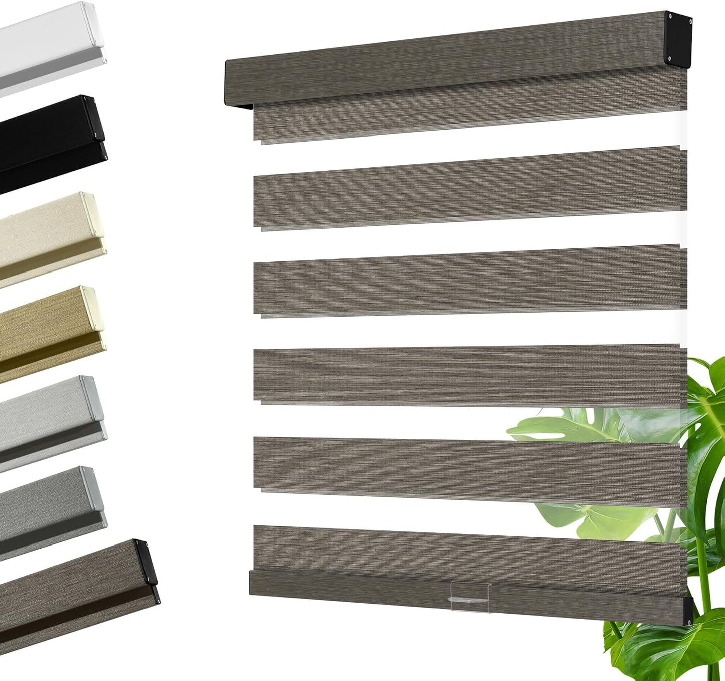 Cordless Zebra Blinds for Windows, Blackout Interior Blinds,Easy to Install,UV Protection,for Offices and Home,Custom Roller Shades, Mousse Dark Bown,82" W x 48" H
