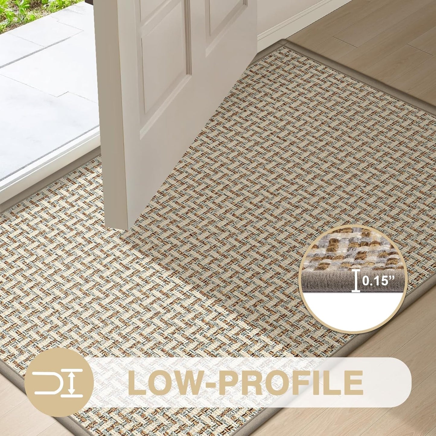 LEKEEPGO Door Mat Indoor Entrance 36"x59", Absorbent Indoor Door Mat Large, Non Slip Rubber Backing Inside Door Mats, Washable Floor Mat, Low-Profile Doormat for Front Door, Entryway, Entrance, Grey