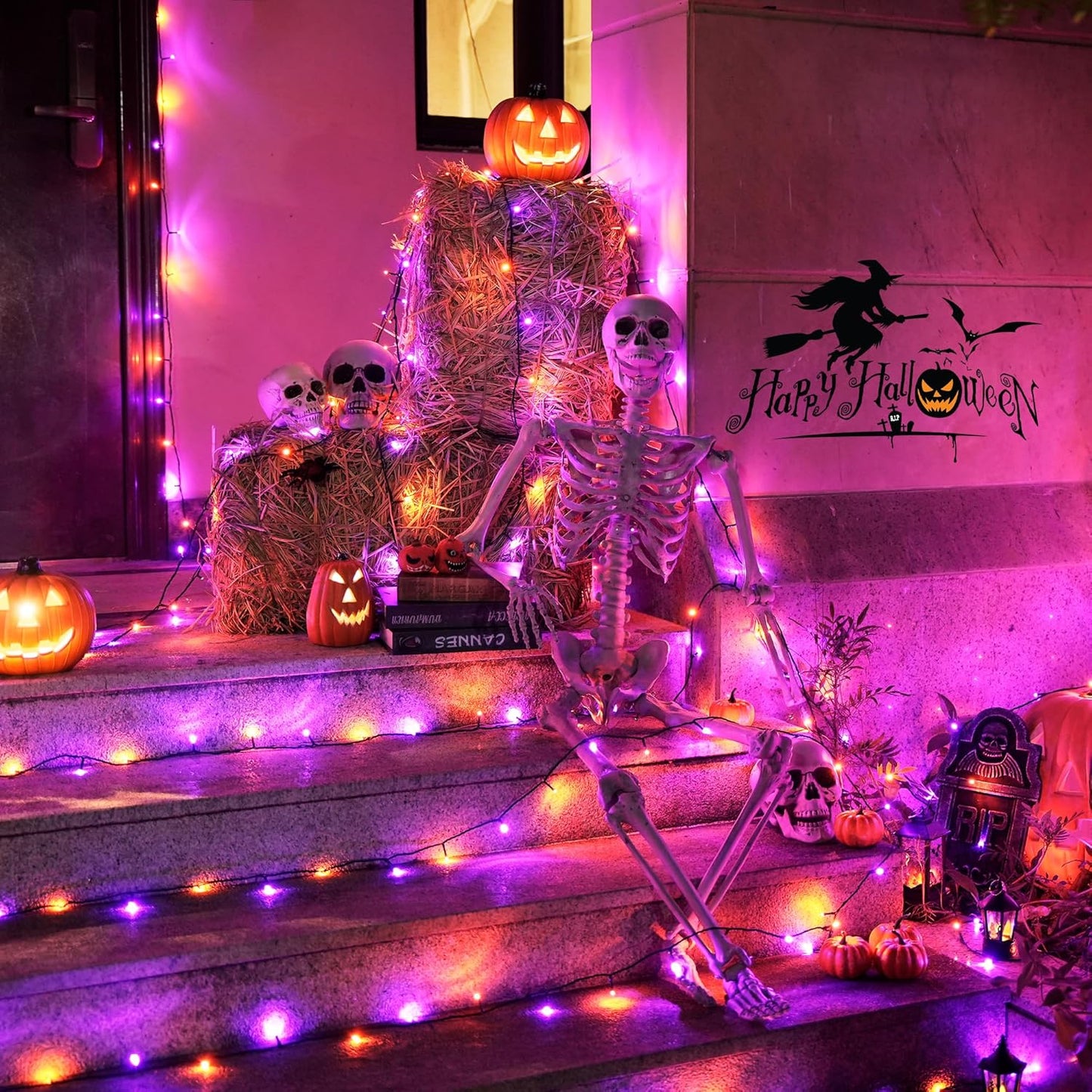 JMEXSUSS 200 LED Orange and Purple Halloween Lights, 66ft Connectable Halloween Lights Outdoor Waterproof, 8 Modes Plug in String Light for Tree Yard Garden Indoor Outdoor Decor