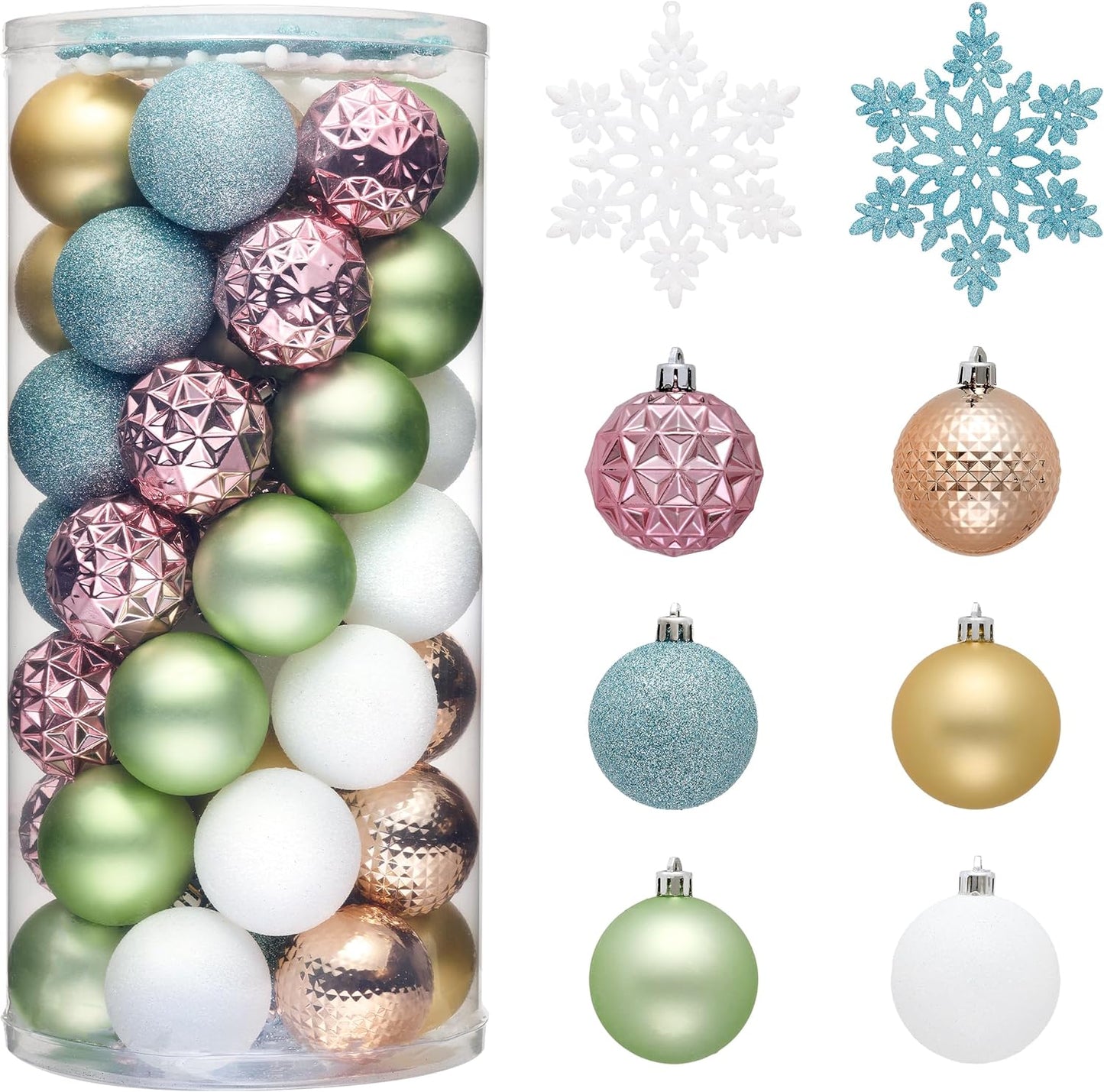 Valery Madelyn Christmas Tree Decorations Ornament Set for Fall Halloween, 50ct 2 Inches Pastel Colorful Shatterproof Christmas Ball Ornaments Hanging Xmas Holiday Party Decor