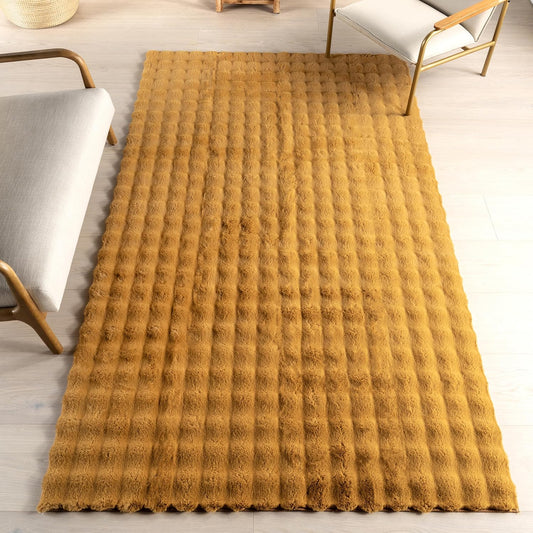 nuLOOM Jeni Checkered 3'9" x 6' Machine Washable Area Rug for Living Room Bedroom Dining Room Kitchen, Gold