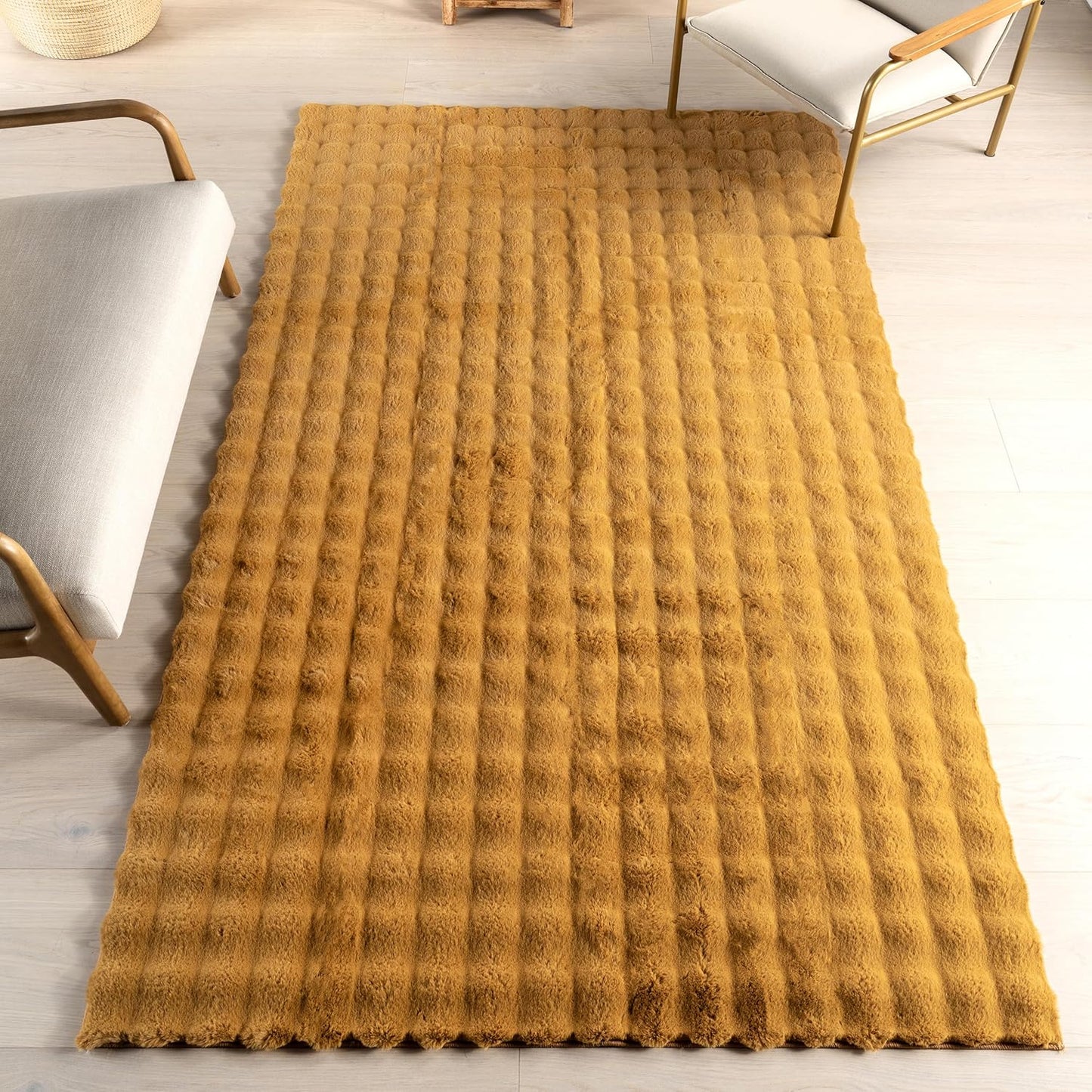 nuLOOM Jeni Checkered 7'6" x 9'6" Machine Washable Area Rug for Living Room Bedroom Dining Room Kitchen, Gold