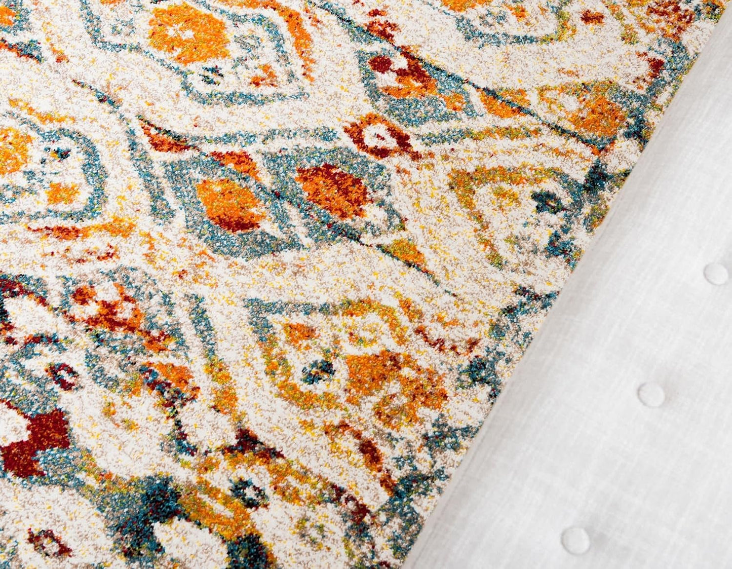 Unique Loom Rosso Collection Vintage, Geometric, Bohemian, Traditional, Distressed, Southwestern Area Rug, 4' 0" x 6' 0", Multi/Ivory