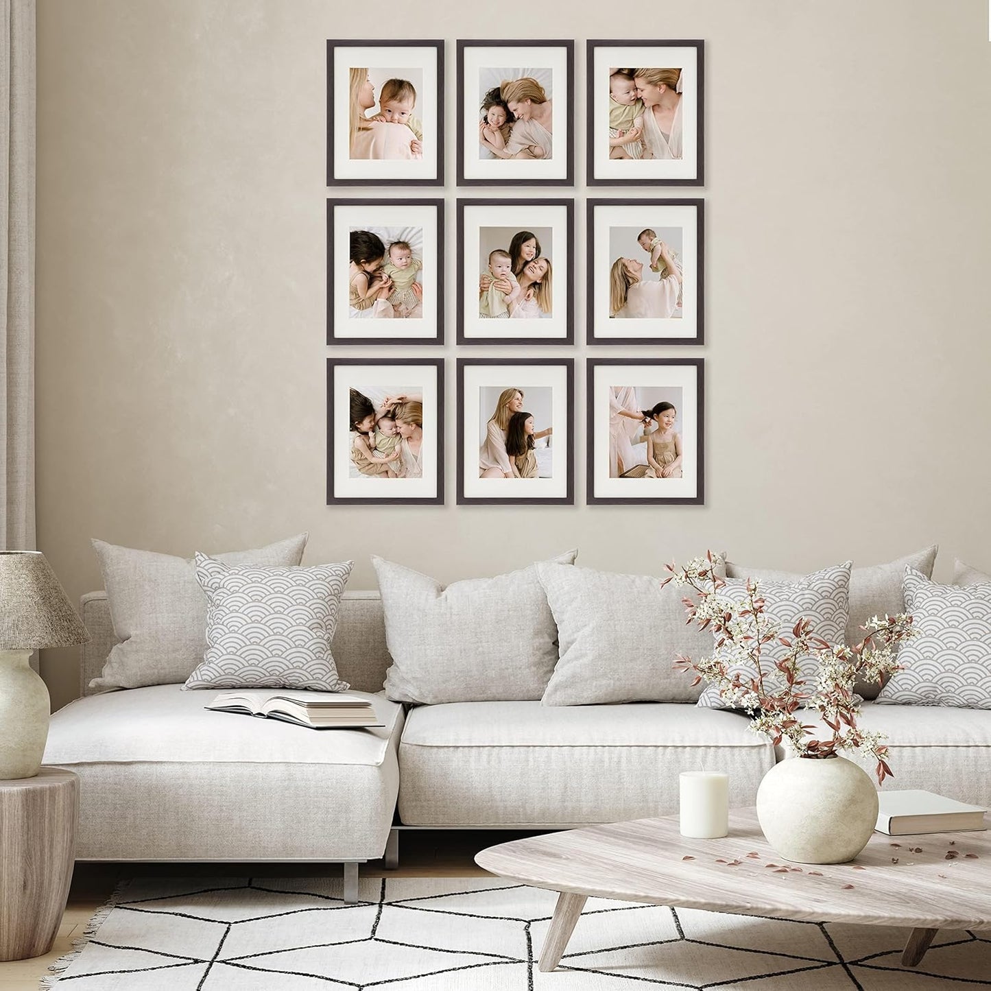 Sheffield Home 9 Piece Gallery Wall Frame Set, 11x14 Inch, Dark Oak