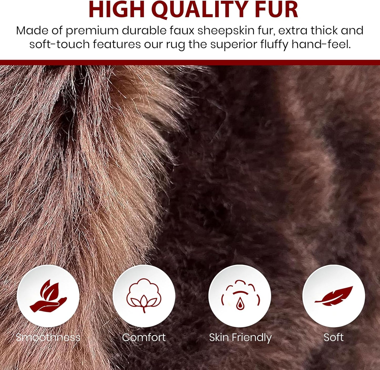 LAMBZY Faux Sheepskin Soft Hypoallergenic Free Shape Silky Shag Rug, Luxury Shaggy Silky Plush Carpet for Bedrooms Rugs Living Room Kids Rooms Sofa Floor Rugs (Double 2'x6', 60x180cm Brown)