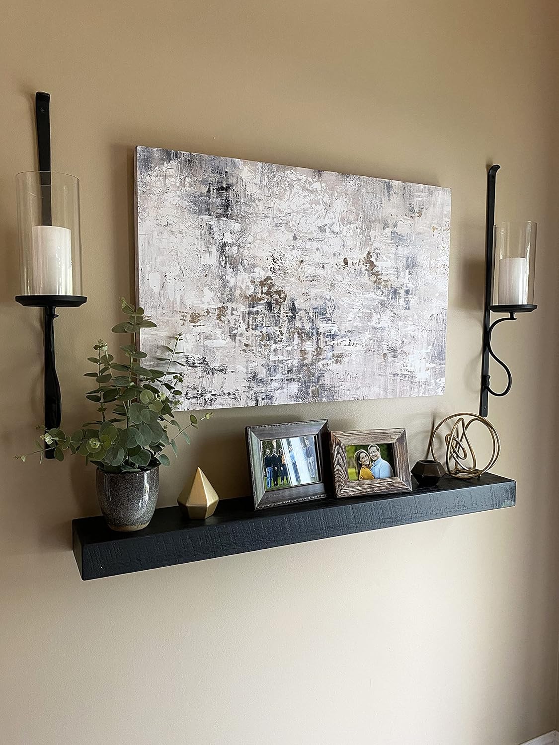 joelsantiques 24 Inch Wooden Floating Shelves for Wall - 24x8x2 in - Made of Natural Wood - Heavy Duty Rustic Wall Shelves for Bedroom - Perfect for Living Room, Kitchen - Mocha