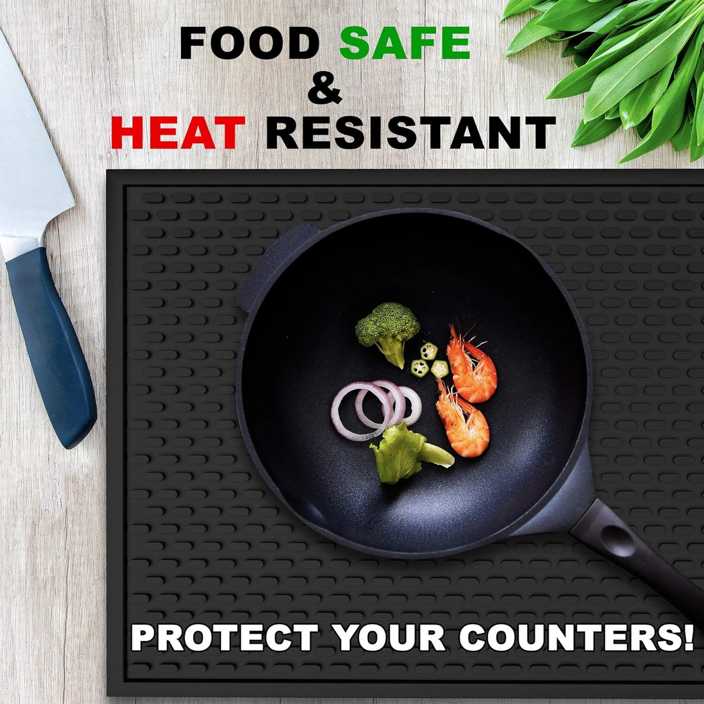 Silicone Drip Mat - 1/2 Inch Thick, Heat-Resistant and Food Safe - Counter Top, Coffee Bar or Restaurant - Drying Mat for Glasses - 18x12 Inches