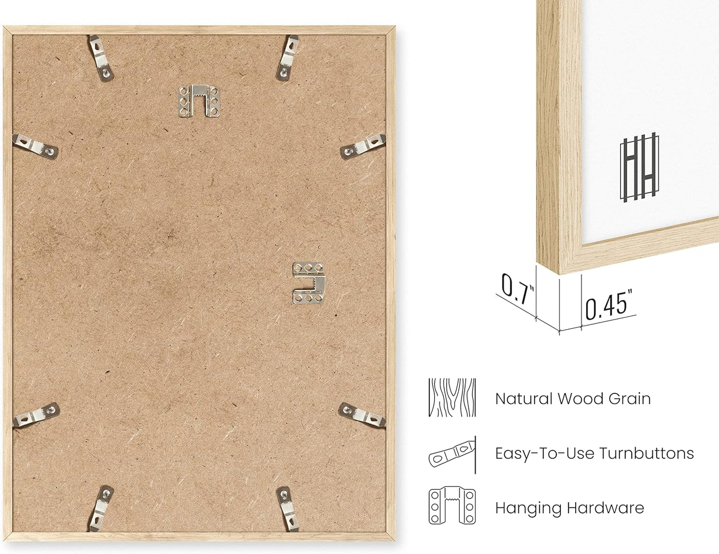 HAUS AND HUES Natural Wood Picture Frames - Set of 6 Frame Sets for Wall Collage, Gallery Wall Frame Set Assorted, Picture Frame Sets for Wall Collage (Two 8x10, Two 11x14, Two 12x16 Beige Frame)