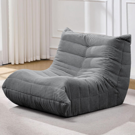 Bean Bag Chairs for Adults Giant Bean Bag Chair Memory Foam BeanBag Chair Big Bean Bag Sofa with Filler Faux Fur Fireside Beanbags Lazy Sofa for Living Room Bedroom Dorm Office (Grey Corduroy)